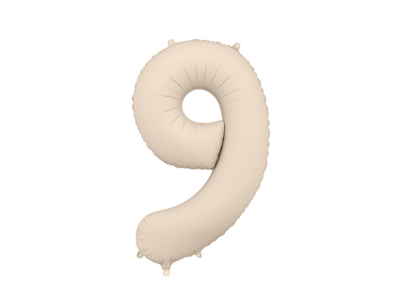 Matte Folienballon Zahl (zur Auswahl), 86cm, Hellbeige - FeierGlanz