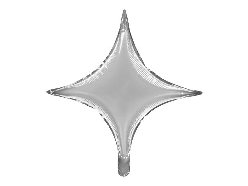 Folienballon 4 Spitzen Stern, 45 cm, Silber - FeierGlanz