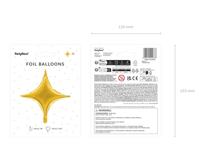 Folienballon 4 Spitzen Stern, 45 cm, Gold - FeierGlanz