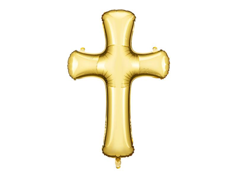Folienballon Kreuz, 103.5x74.5 cm, Gold - FeierGlanz