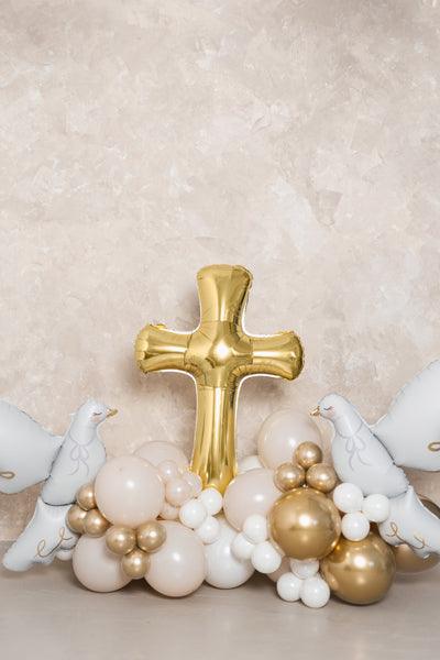 Folienballon Kreuz, 103.5x74.5 cm, Gold - FeierGlanz