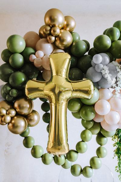 Folienballon Kreuz, 103.5x74.5 cm, Gold - FeierGlanz