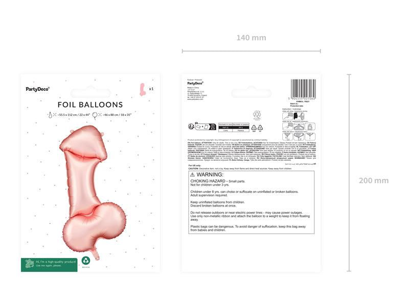 Folienballon Penis, 45 cm, Roségold - FeierGlanz