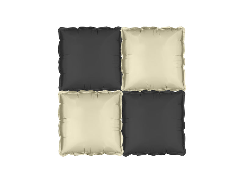 Folienballonvorhang doppelseitig Quadratisch, schwarz-beige, 35 x 35 cm (1 VPE / 4 Stk.) - FeierGlanz