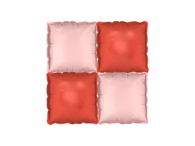 Folienballonvorhang doppelseitig Quadratisch, rosa-rot, 35 x 35 cm (1 VPE / 4 Stk.) - FeierGlanz