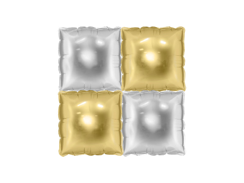 Folienballonvorhang doppelseitig Quadratisch, gold-silber, 35 x 35 cm (1 VPE / 4 Stk.) - FeierGlanz
