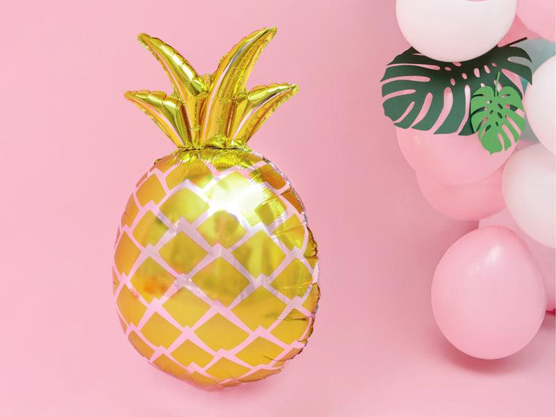 Folien-Luftballon Ananas, in Goldfarbe, 38x63cm - FeierGlanz
