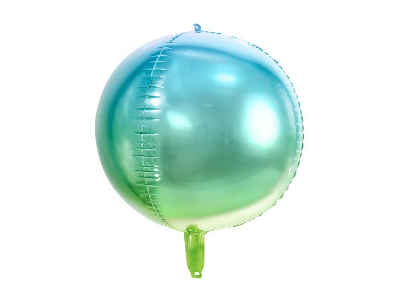 Folienballon Kugel ombre, blau-grün, 35cm - FeierGlanz