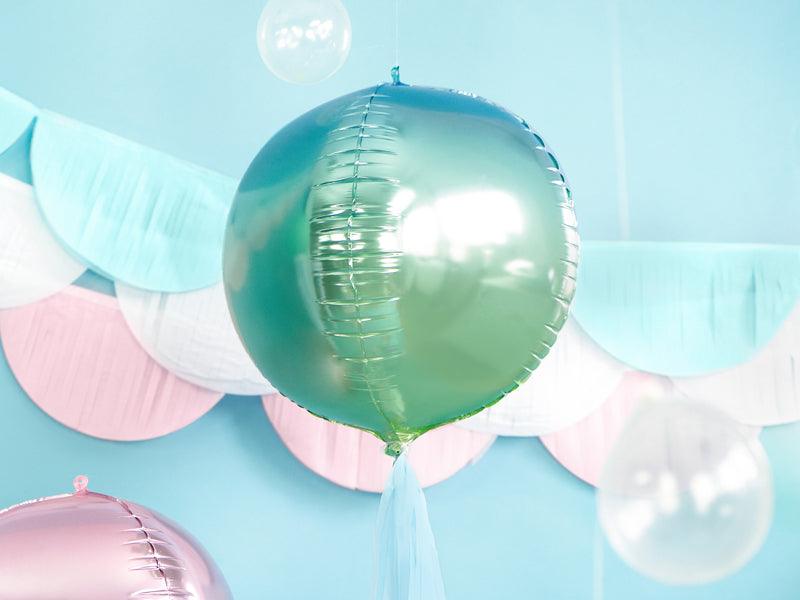 Folienballon Kugel ombre, blau-grün, 35cm - FeierGlanz