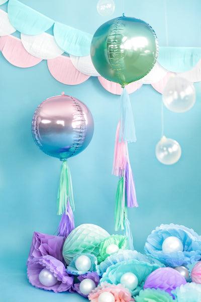 Folienballon Kugel ombre, blau-grün, 35cm - FeierGlanz