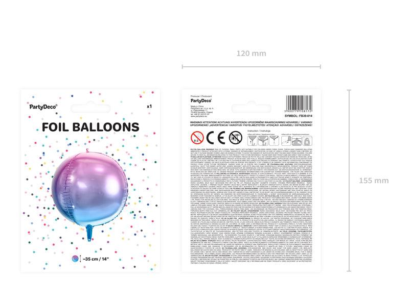 Folienballon Kugel ombre, lila-blau, 35cm - FeierGlanz