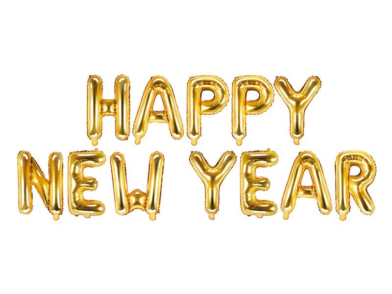 Folienballon Happy New Year, 422x46cm, gold - FeierGlanz