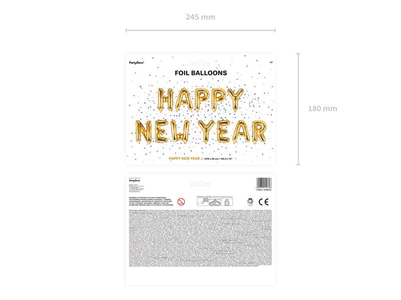 Folienballon Happy New Year, 422x46cm, gold - FeierGlanz