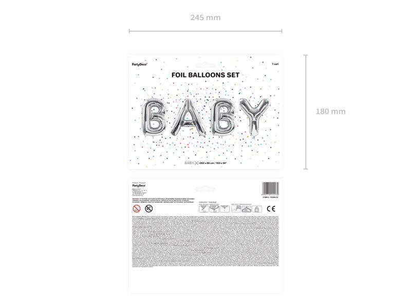 Folienballon Baby, 262x86cm, silber - FeierGlanz