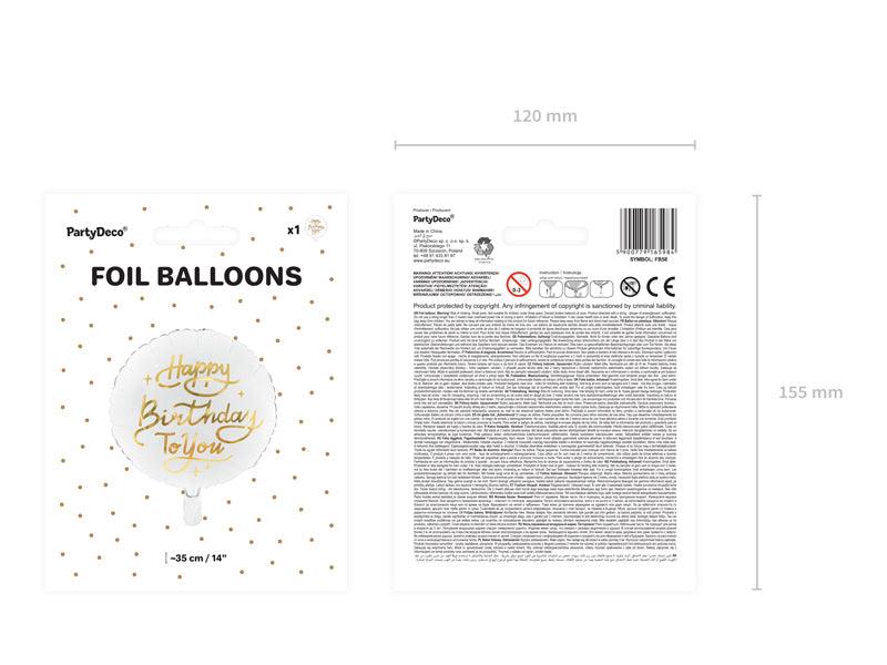 Folienballon Happy Birthday To You, 35cm, weiß - FeierGlanz