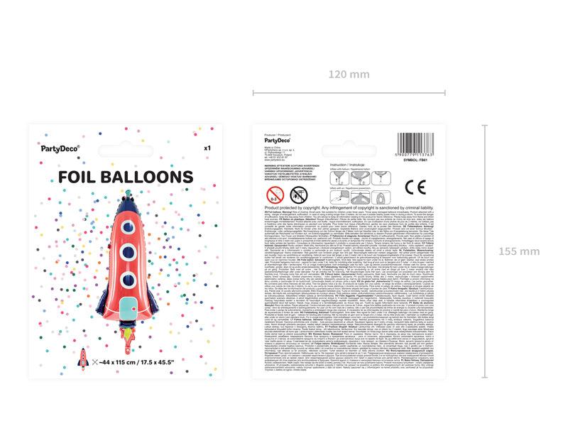 Folienballon Rakete, 44x115cm, Mix - FeierGlanz