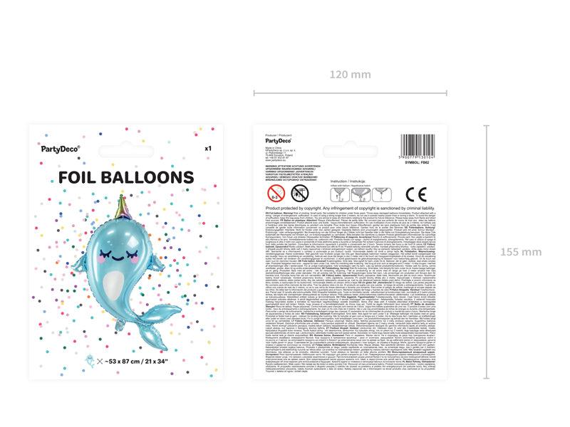 Folienballon Narwal, 53x87cm, Mix - FeierGlanz