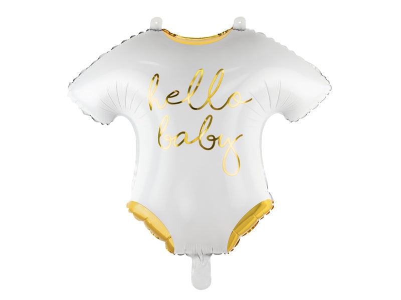 Folienballon Body - Hello Baby, 51x45cm, weiß - FeierGlanz