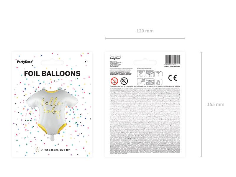 Folienballon Body - Hello Baby, 51x45cm, weiß - FeierGlanz