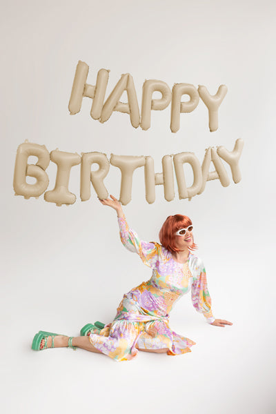 Folienballon Happy Birthday, 340x35cm, Farbauswahl - FeierGlanz