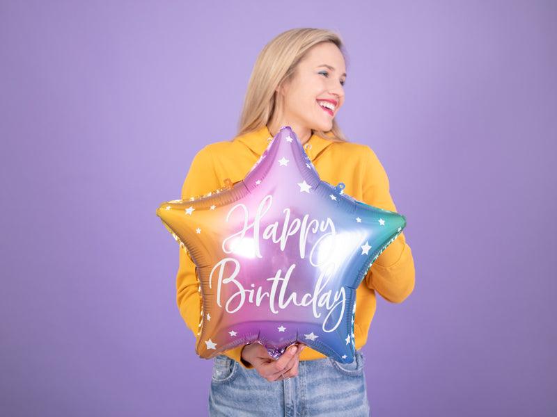 Folienballon Happy Birthday, 40cm, Mix - FeierGlanz