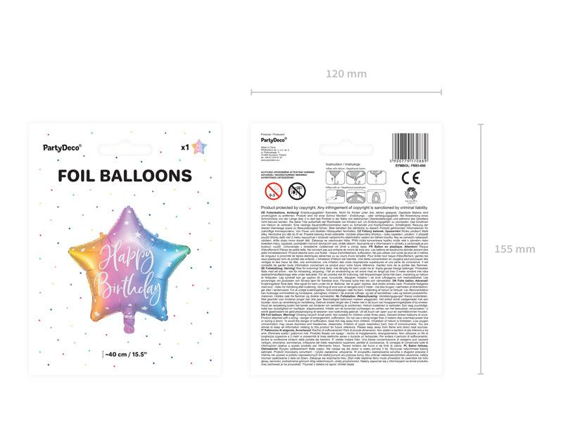 Folienballon Happy Birthday, 40cm, Mix - FeierGlanz
