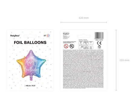Folienballon Happy Birthday, 40cm, Mix - FeierGlanz