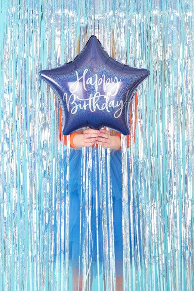 Folienballon Happy Birthday, 40cm, marineblau - FeierGlanz