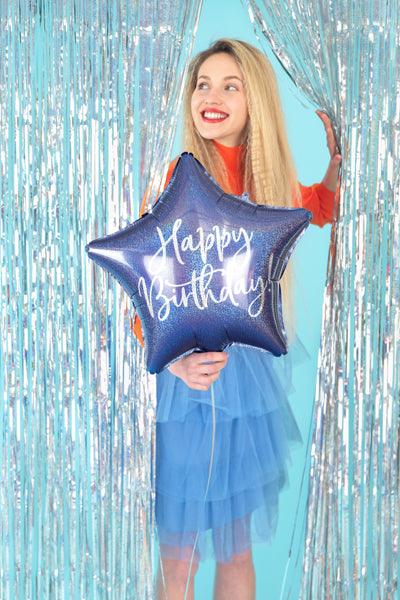 Folienballon Happy Birthday, 40cm, marineblau - FeierGlanz