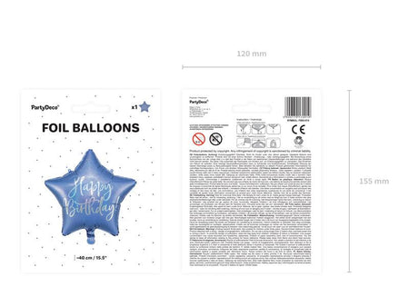 Folienballon Happy Birthday, 40cm, marineblau - FeierGlanz