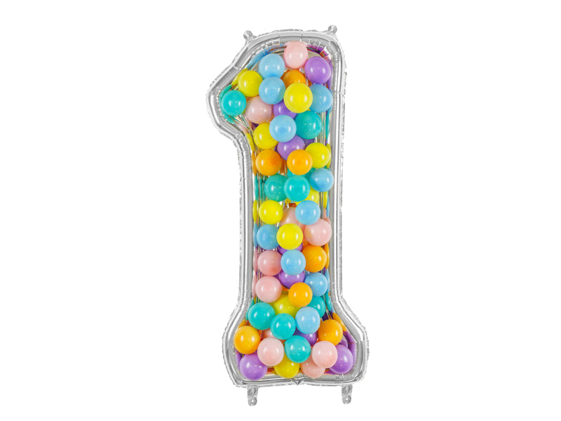 Nummerrahmen für Latexballons, 126cm, Glänzend Silber - FeierGlanz