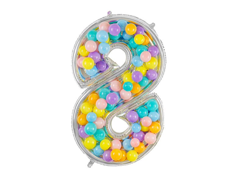 Nummerrahmen für Latexballons, 126cm, Glänzend Silber - FeierGlanz