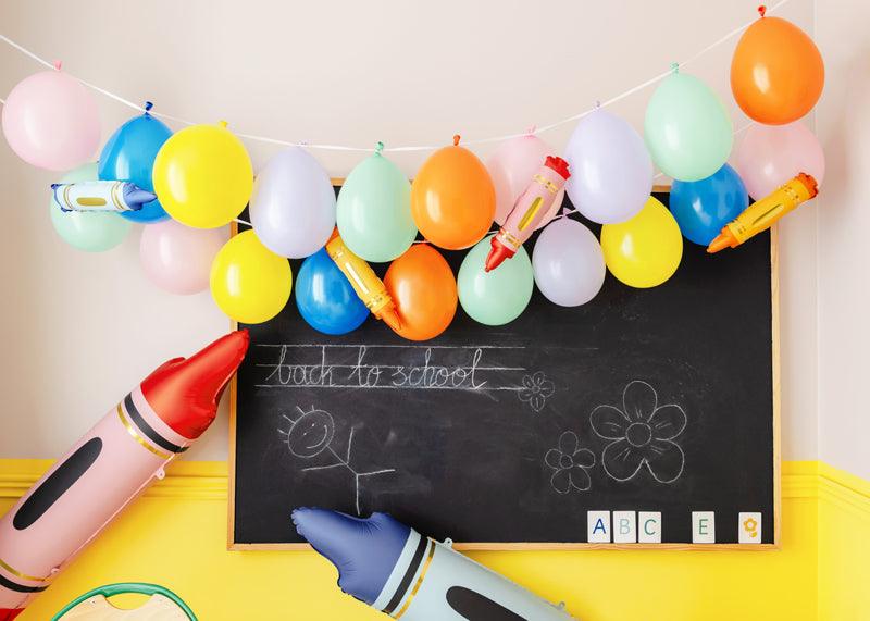 Folienballons für Girlanden Buntstifte, Set, 7x30 cm - FeierGlanz