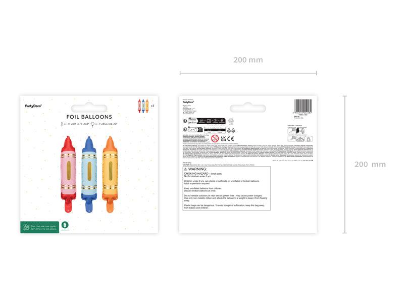 Folienballons für Girlanden Buntstifte, Set, 7x30 cm - FeierGlanz