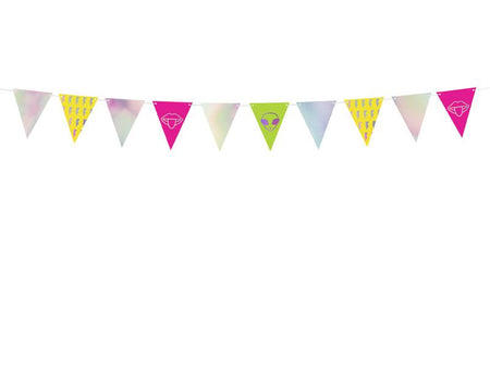 Flaggen-Girlande Electic Holo, Mix, 1,8m - FeierGlanz
