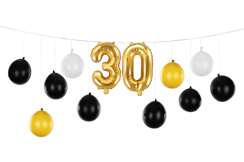Ballongirlande 3-in-1 – Geburtstag in Schwarz-Gold-Weiß - FeierGlanz