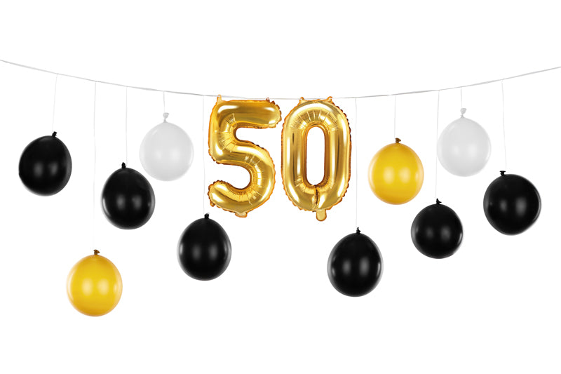 Ballongirlande 3-in-1 – Geburtstag in Schwarz-Gold-Weiß - FeierGlanz