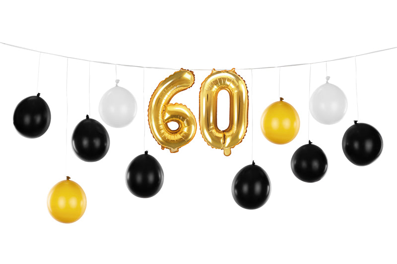 Ballongirlande 3-in-1 – Geburtstag in Schwarz-Gold-Weiß - FeierGlanz