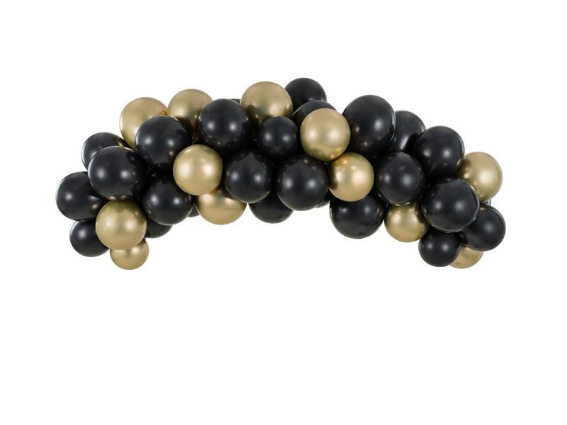 Ballongirlande - schwarz-gold, 200cm (1 VPE / 60 Stk.) - FeierGlanz