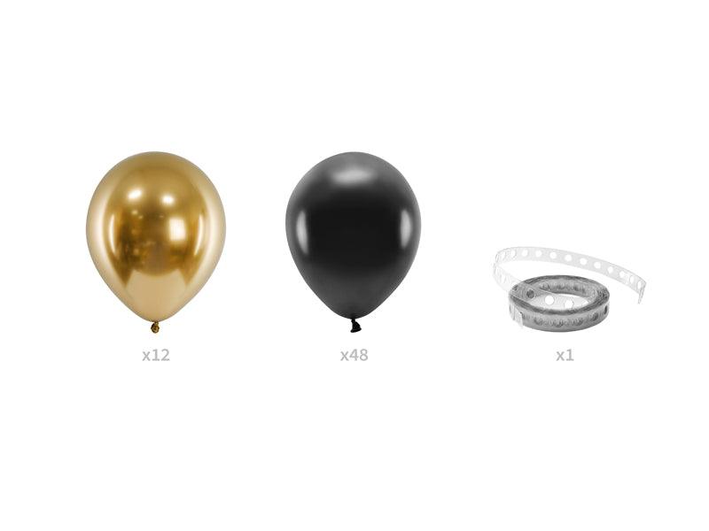 Ballongirlande - schwarz-gold, 200cm (1 VPE / 60 Stk.) - FeierGlanz
