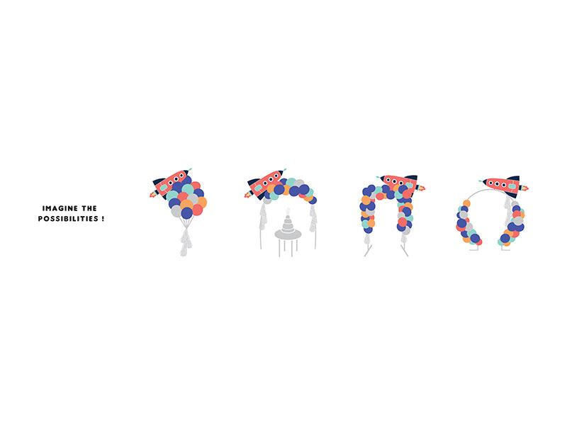 Ballongirlande - Rakete, Mix, 154x130cm - FeierGlanz