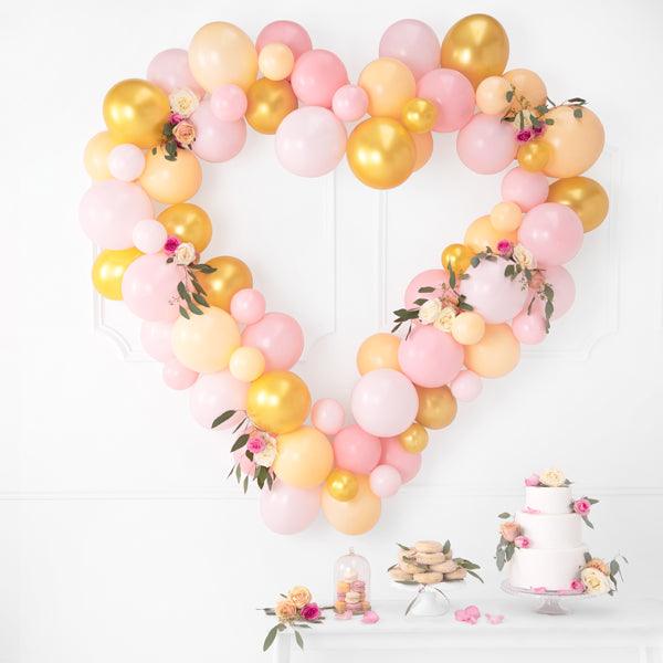 Ballongirlande mit Herzrahmen, rosa, 160cm - FeierGlanz