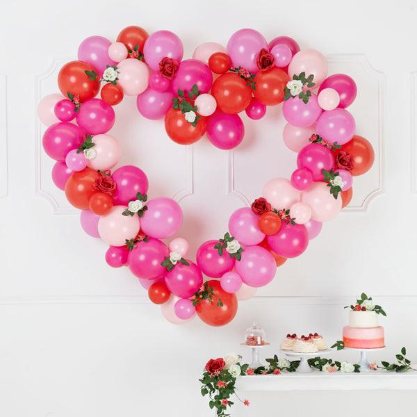 Ballongirlande mit Herzrahmen, Rosa, 160cm - FeierGlanz