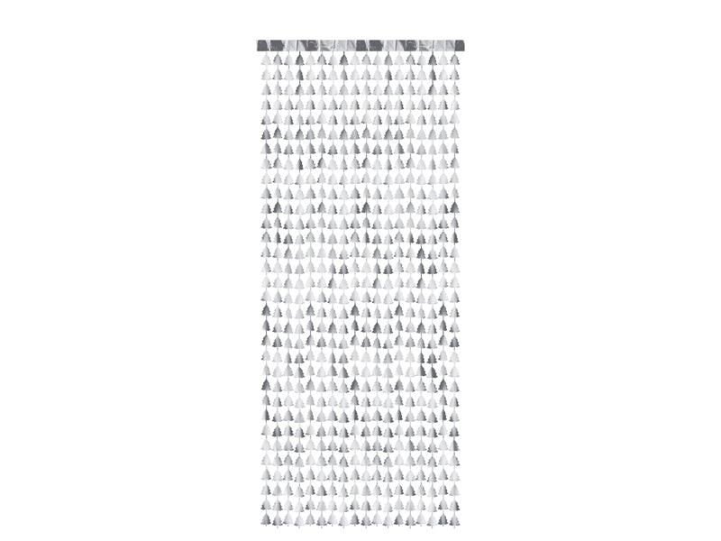 Vorhang - Girlande Weihnachtsbäume, silber, 100x245cm - FeierGlanz