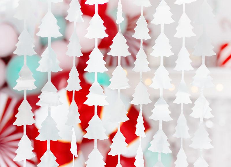 Vorhang - Girlande Weihnachtsbäume, silber, 100x245cm - FeierGlanz