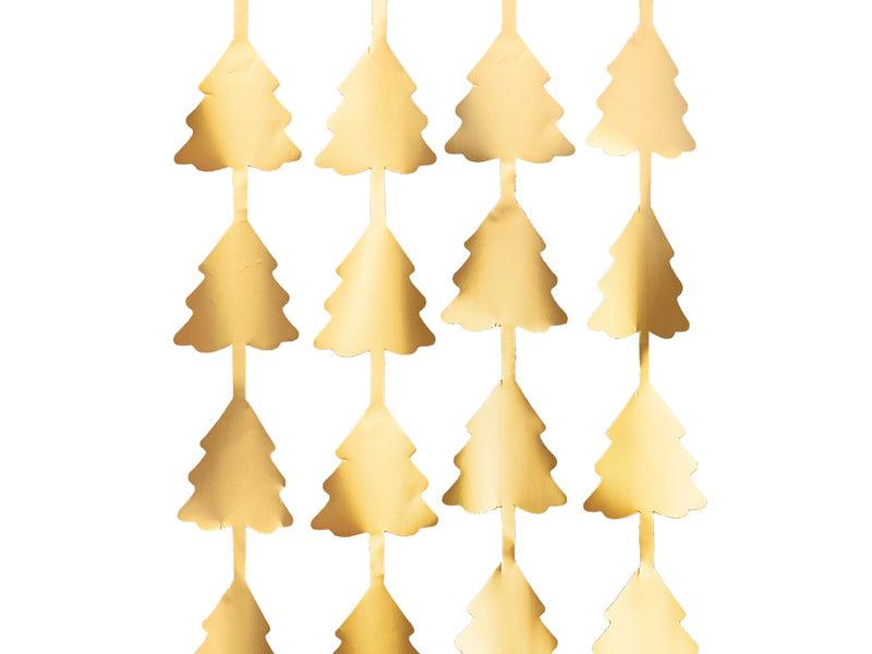 Vorhang - Girlande Weihnachtsbäume, gold, 100x245cm - FeierGlanz