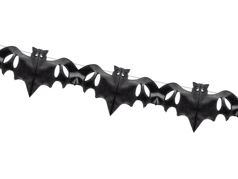 Seidenpapier-Girlande Fledermäuse, schwarz, 4m - FeierGlanz
