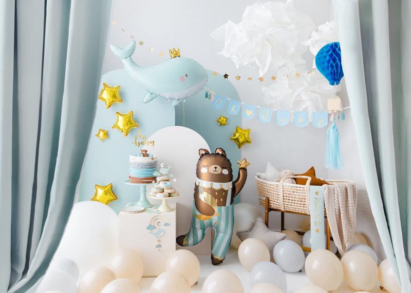Banner Oh Baby mit Quasten, 2.5 m, himmelblau - FeierGlanz