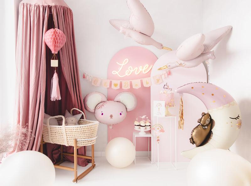 Banner Oh Baby mit Quasten, 2.5 m, hellrosa - FeierGlanz