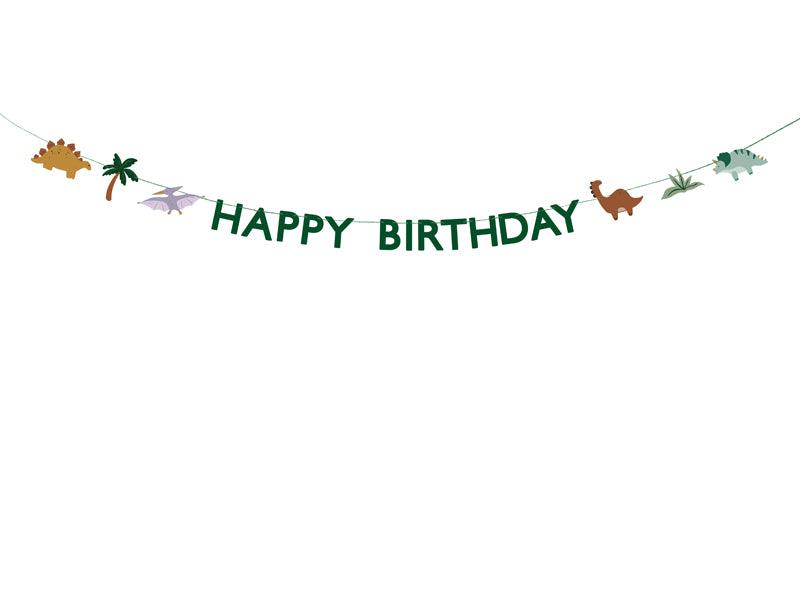 Happy Birthday Dino-Banner, 3 m, Farbenmix - FeierGlanz